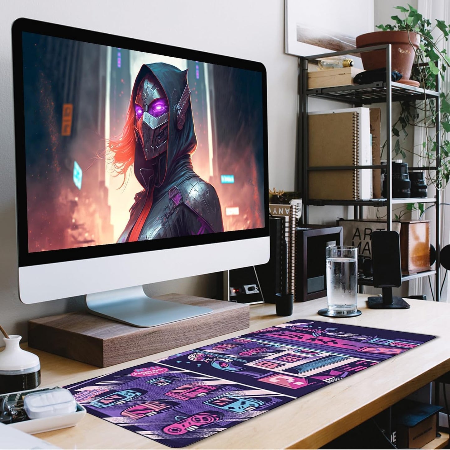 Japanese Comic Large Gaming Mouse Pad with Stitched Edges, Durable Non-Slip Natural Rubber Base