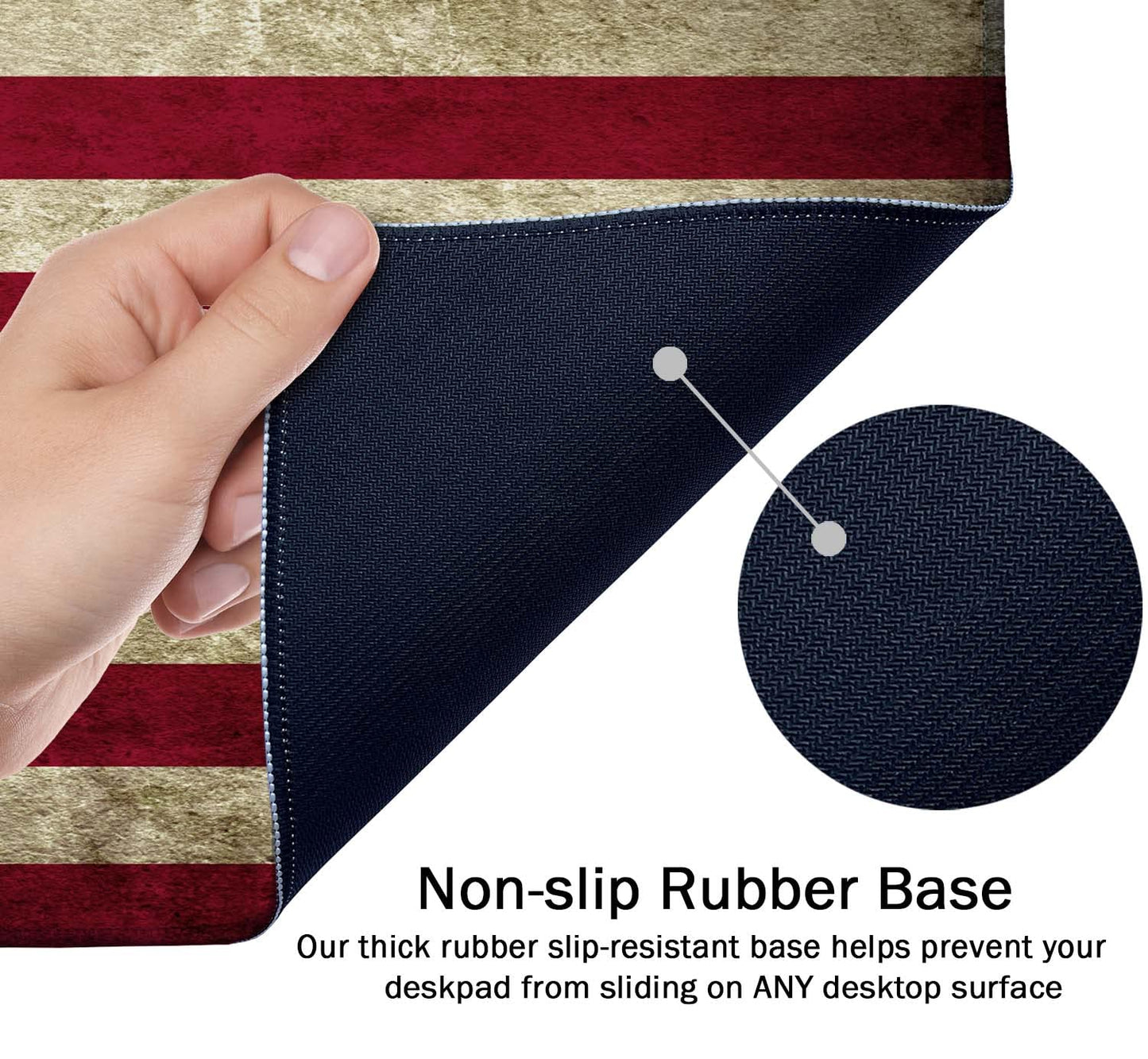 SSOIU Vintage American Patriotic US Flag Mouse Pad 35.5 X 15.7 Inch XXL Full Desk Mousepad Extended