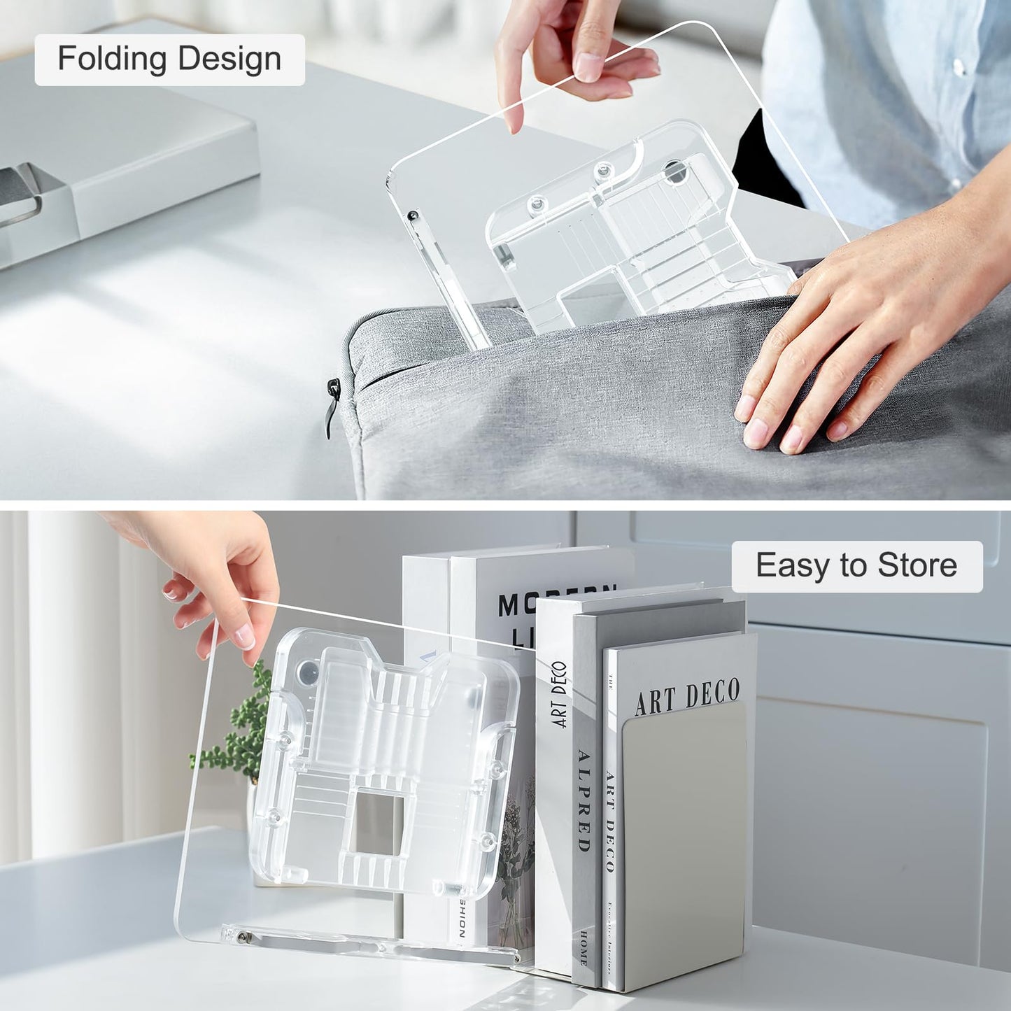 Acrylic Book Stand for Reading, Portable Book Holder for Desk, Angle Adjustable Textbook Stand for