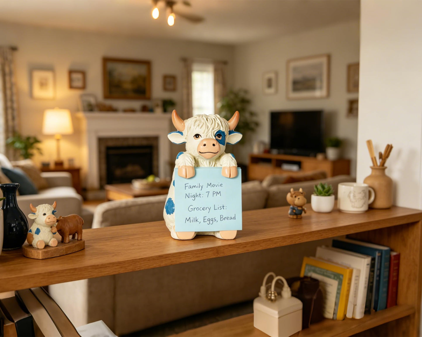 HORTIX Highland Cow Pop-Up Sticky Note Dispenser for 3 x 3 in Notes, Blue
