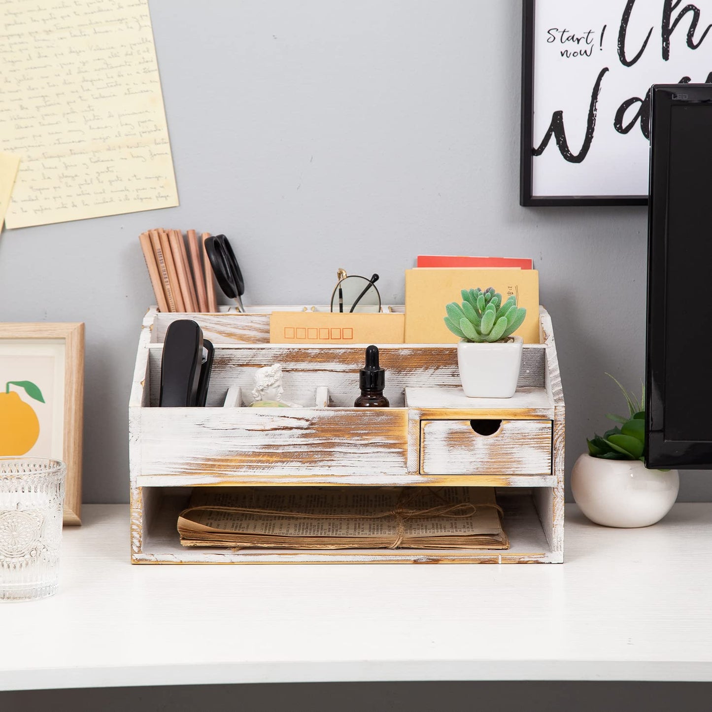 VERGOODR Wood Desk Drawer Organizers with File Organizer Pen holder Office Decor combo Organization