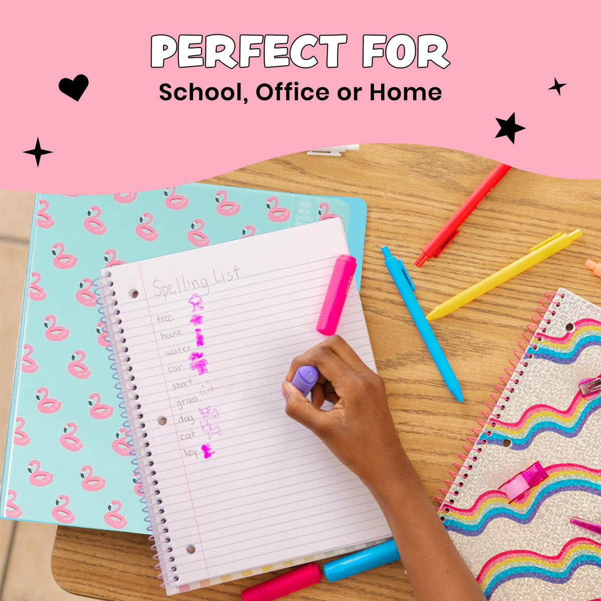 Yoobi 1 Inch Binder Set – 3-Ring Binders with 2 Pockets – Perfect for School or Office – Holds up