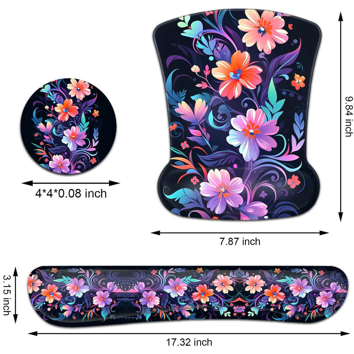 Keyboard Wrist Rest and Mouse Pad Wrist Support Set, Ergonomic Gel Mouse Pad Wrist Rest with