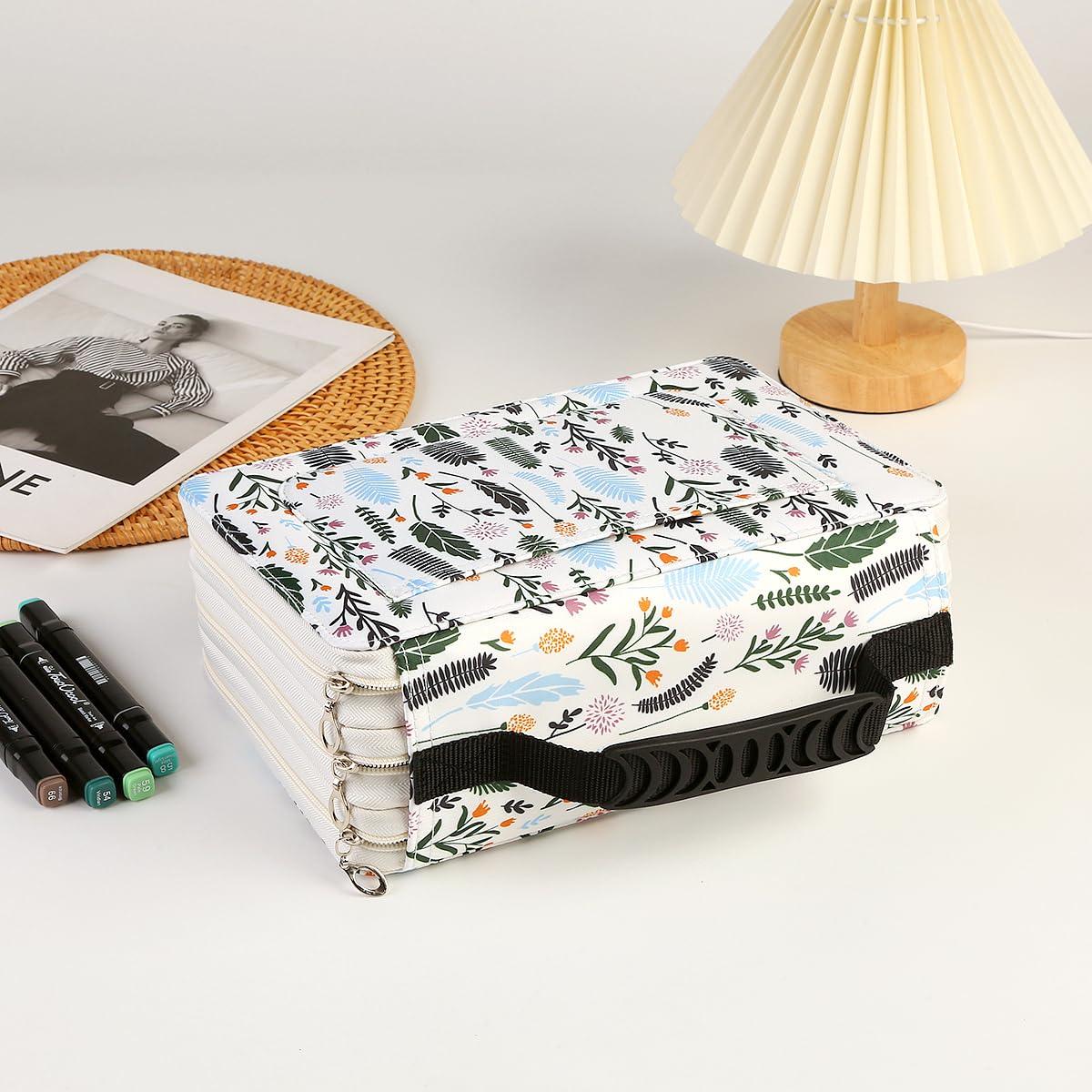 Lbxgap 102 Slots Marker Pen Organizer Case w/Handle