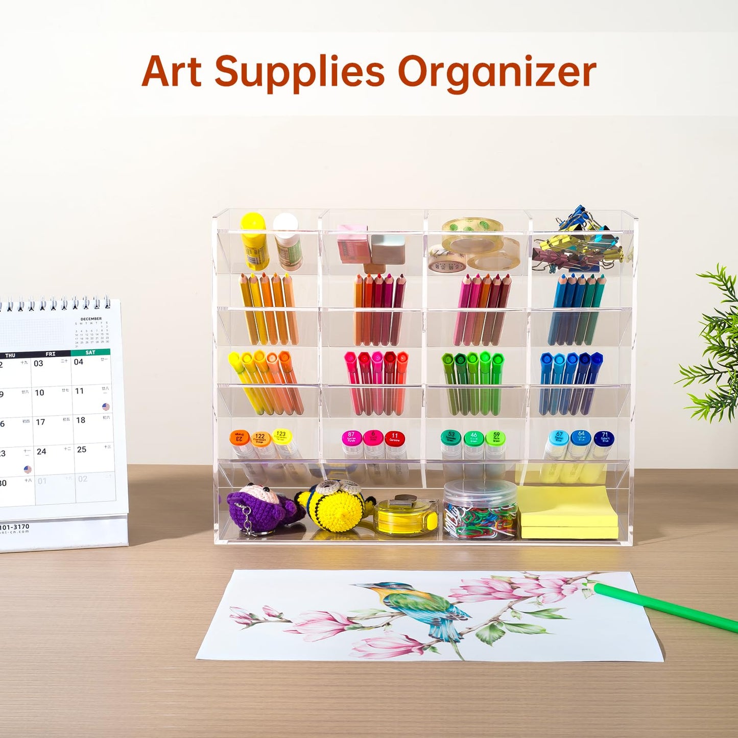 BEYGORM Acrylic Vertical Marker Organizer for 200 Markers, Desk Orgaizer