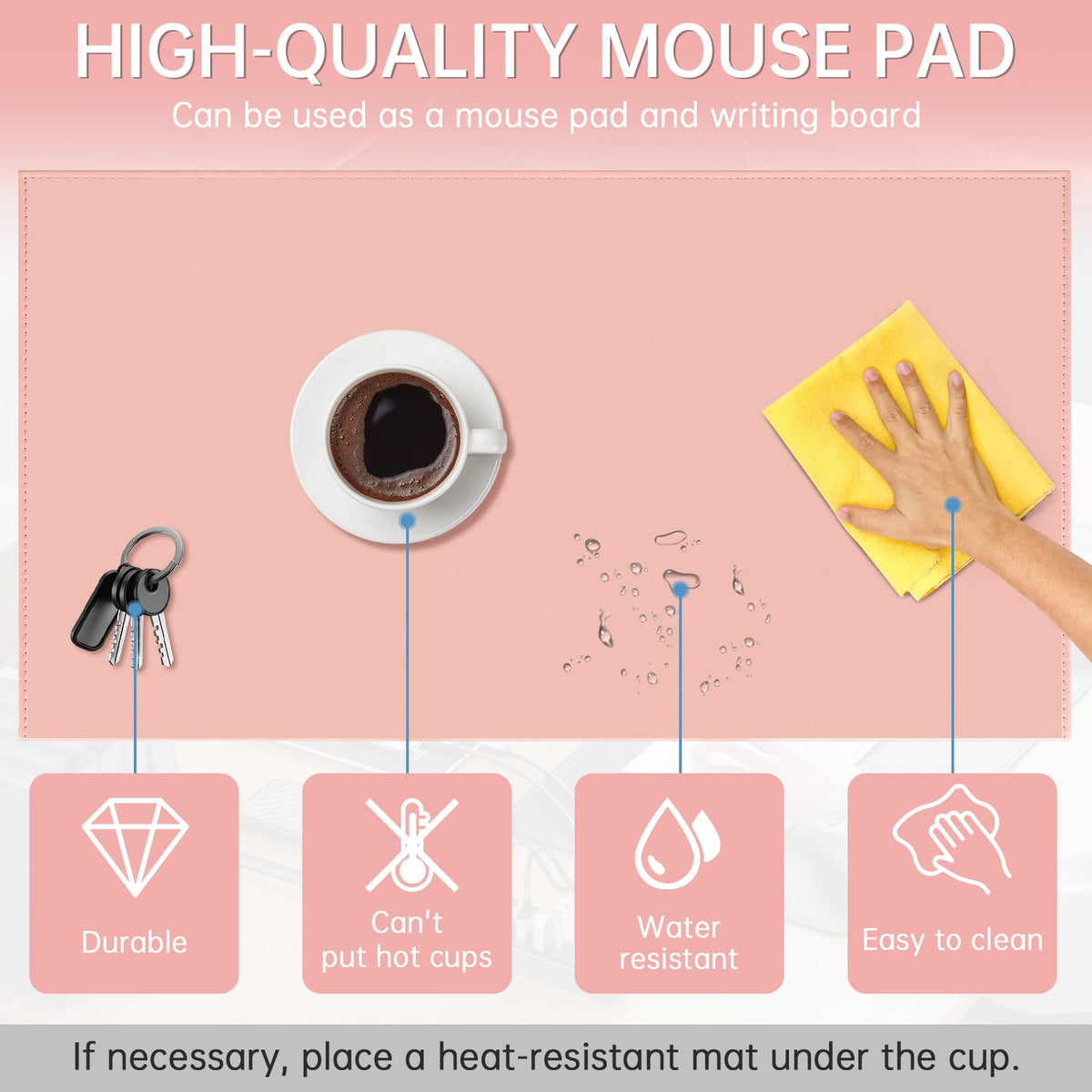 AKOZLIN 35.4"x 18.9" Soft PU Leather Surface Office Desk Mouse Mat Anti-Push Pad with Full Grip