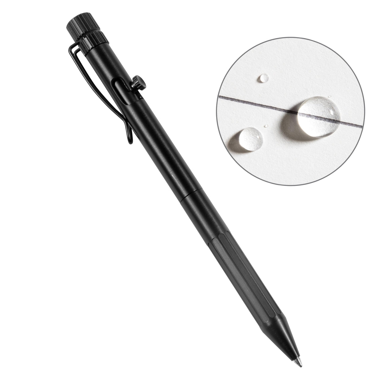 Rite in the Rain Weatherproof Bolt-Action Matte Black Metal Pen, Black Ink (No. BK16)