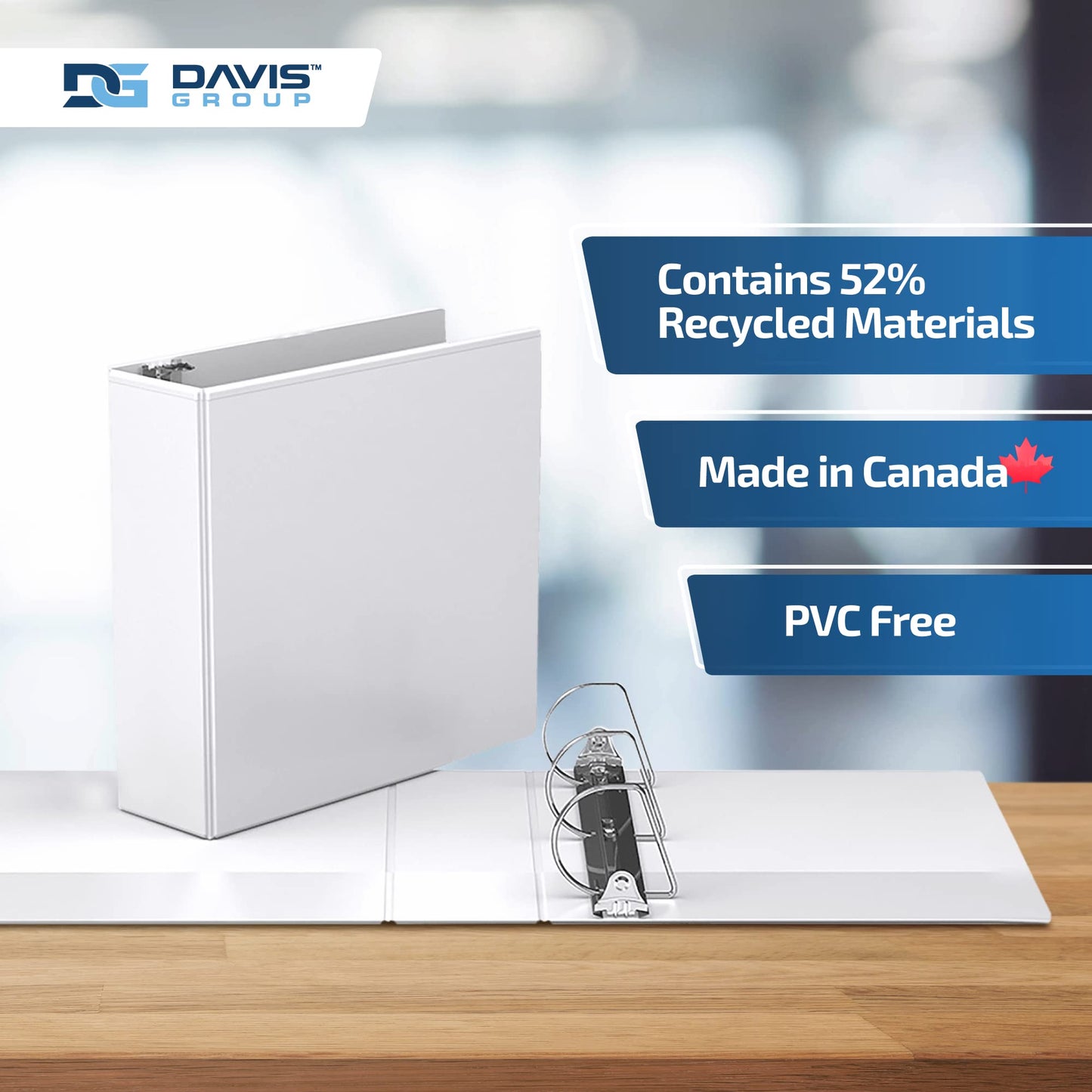 Easyview 3-Ring Binder, Clear-View Cover, 3" D Rings, White, 6 Pack