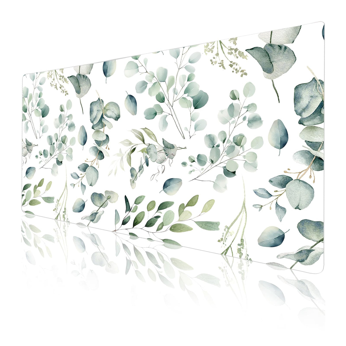 Leather Large Mouse Pad, Office Desk Mat, 31.5"x15.7", Eucalyptus Leaves