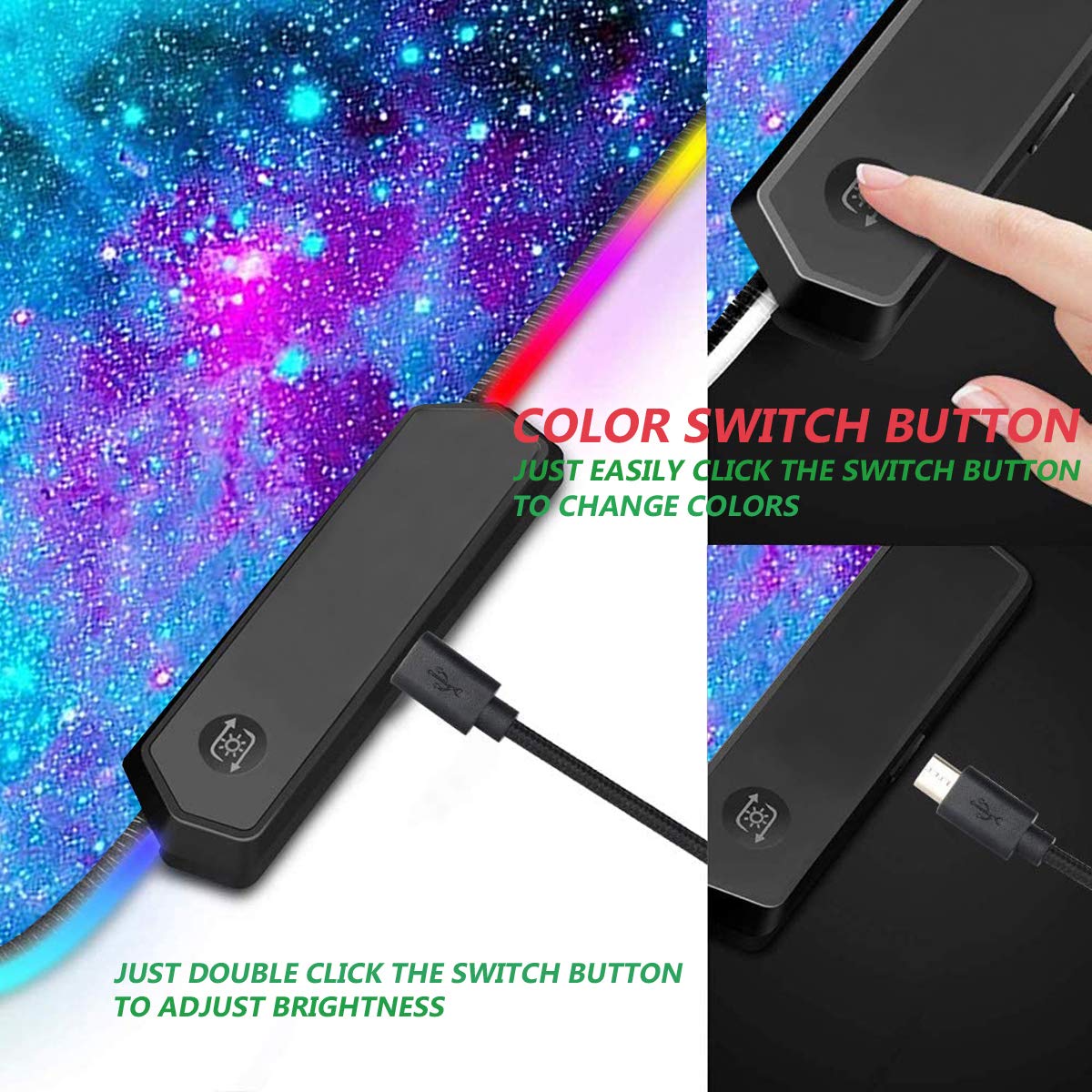 RGB Gaming Mouse Pad with Coffee Coaster, XXL Large Glowing LED Mousepad, Anti-Slip Rubber Base