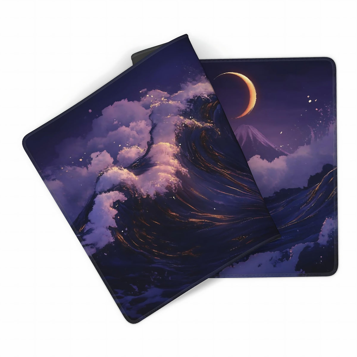 Aesthetic Kanagawa Great Wave Gaming Mouse Pad, Deep Blue Japanese Desk Mat with Anti-Slip Base &