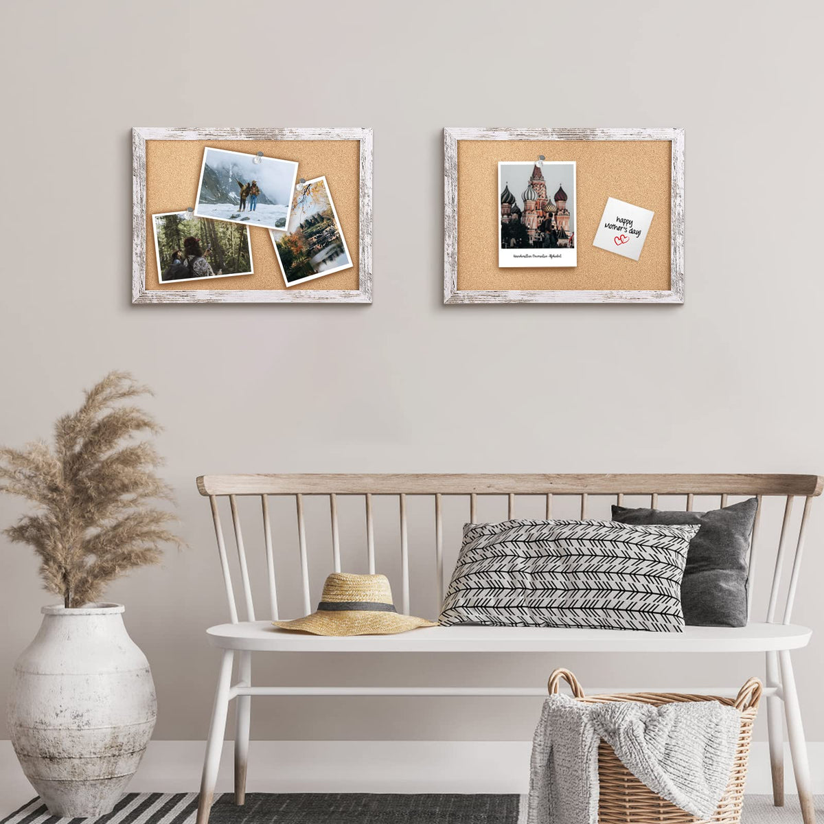 Aitakatta Cork Board Bulletin Board, 11.8x8.6 inches Mini Decorative Hanging Framed Cork Boards for