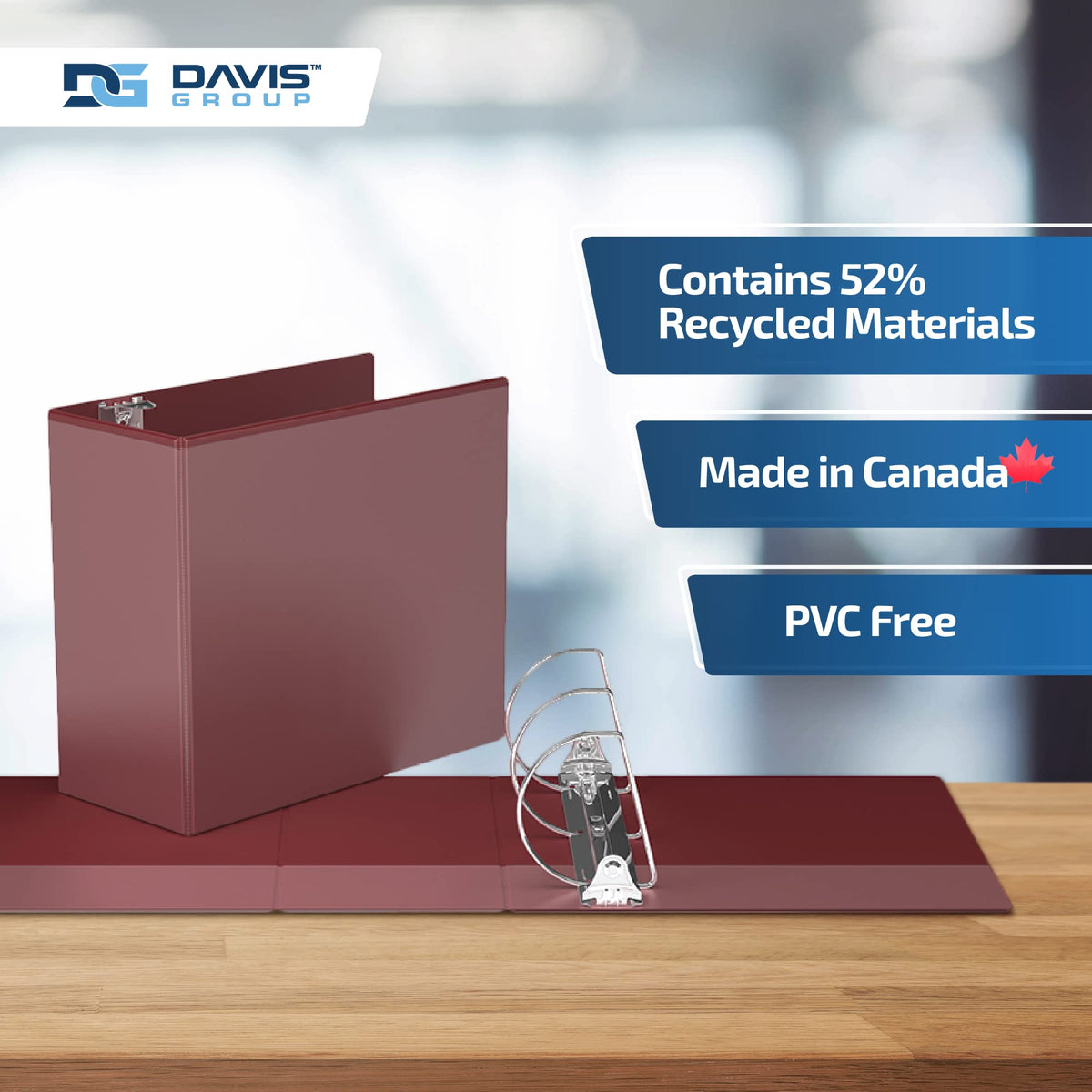 Easyview 3-Ring Binder, Clear-View Cover, 5" D Rings, Burgundy, 4 Pack