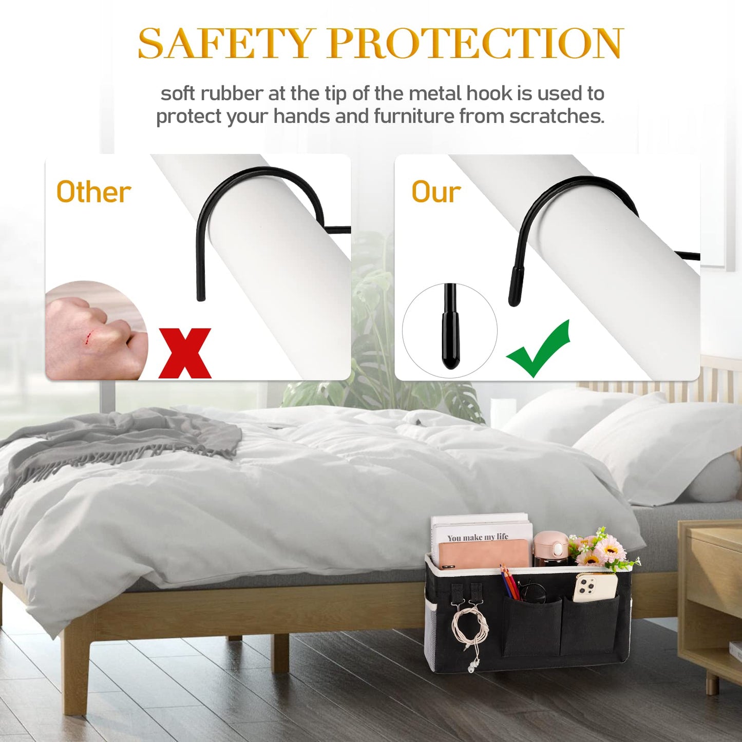 Ozzptuu Bedside Caddy Bedside Storage Bag for Headboards/Bunk Bed