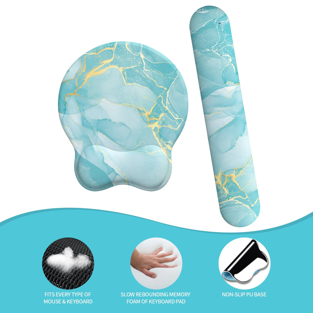 eulps Mouse Pad Wrist Support, Ergonomic Memory Foam Keyboard Wrist Pad & Gel Wrist Rest Set for