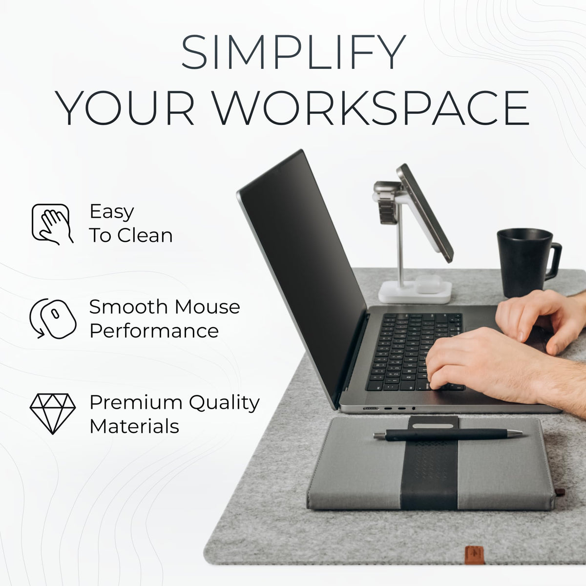 Nordik Felt Desk Mat - Large Felt Desk Pad - Marle 35 x 17 inches