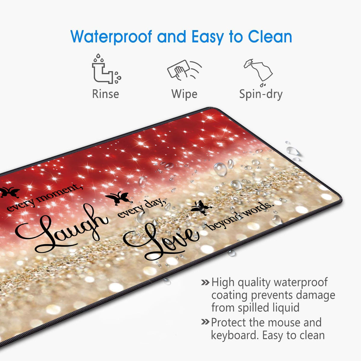 Desk Pad Gaming Mouse Pads with Coasters,31.5"x 11.8" Large Non-Slip Rubber Base Mousepad with