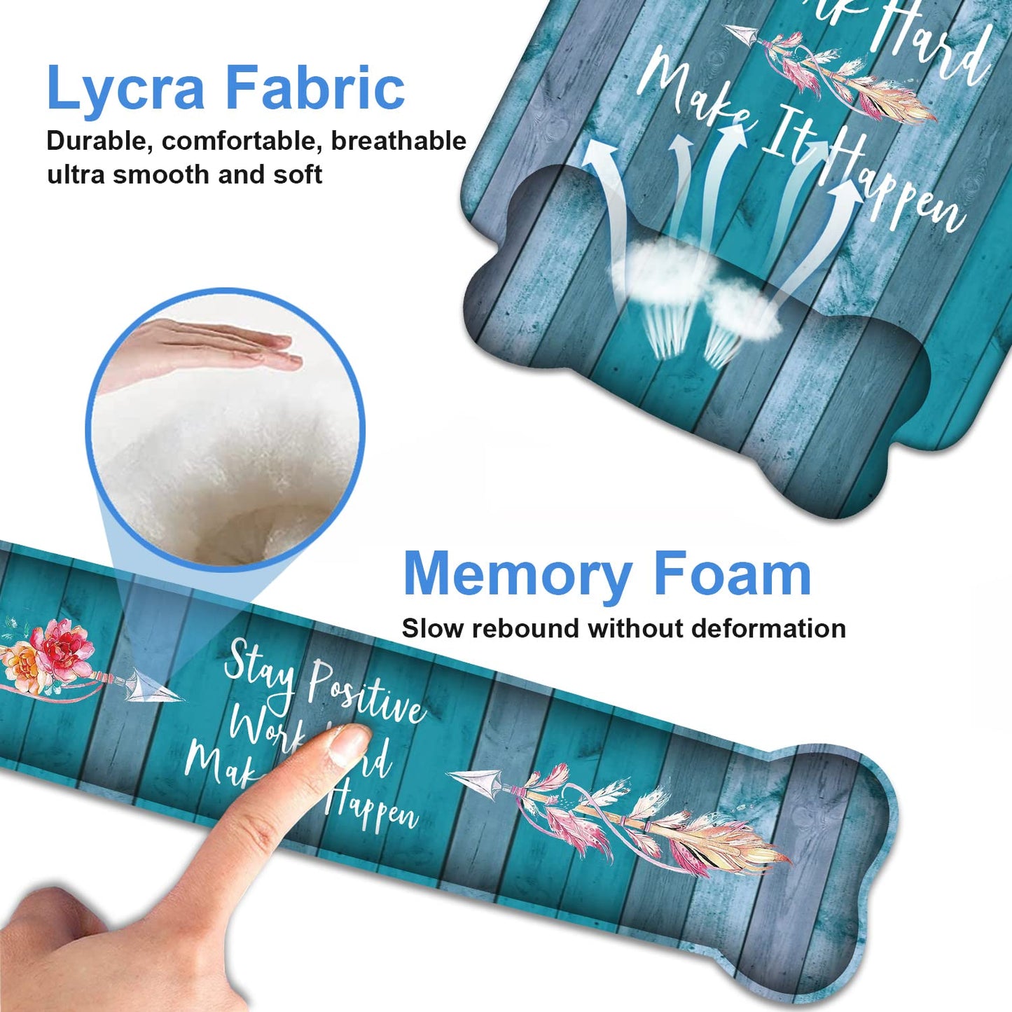 Keyboard Wrist Rest and Mouse Pad Wrist Support Set, Inspirational Quote Stay Positive Work Hard
