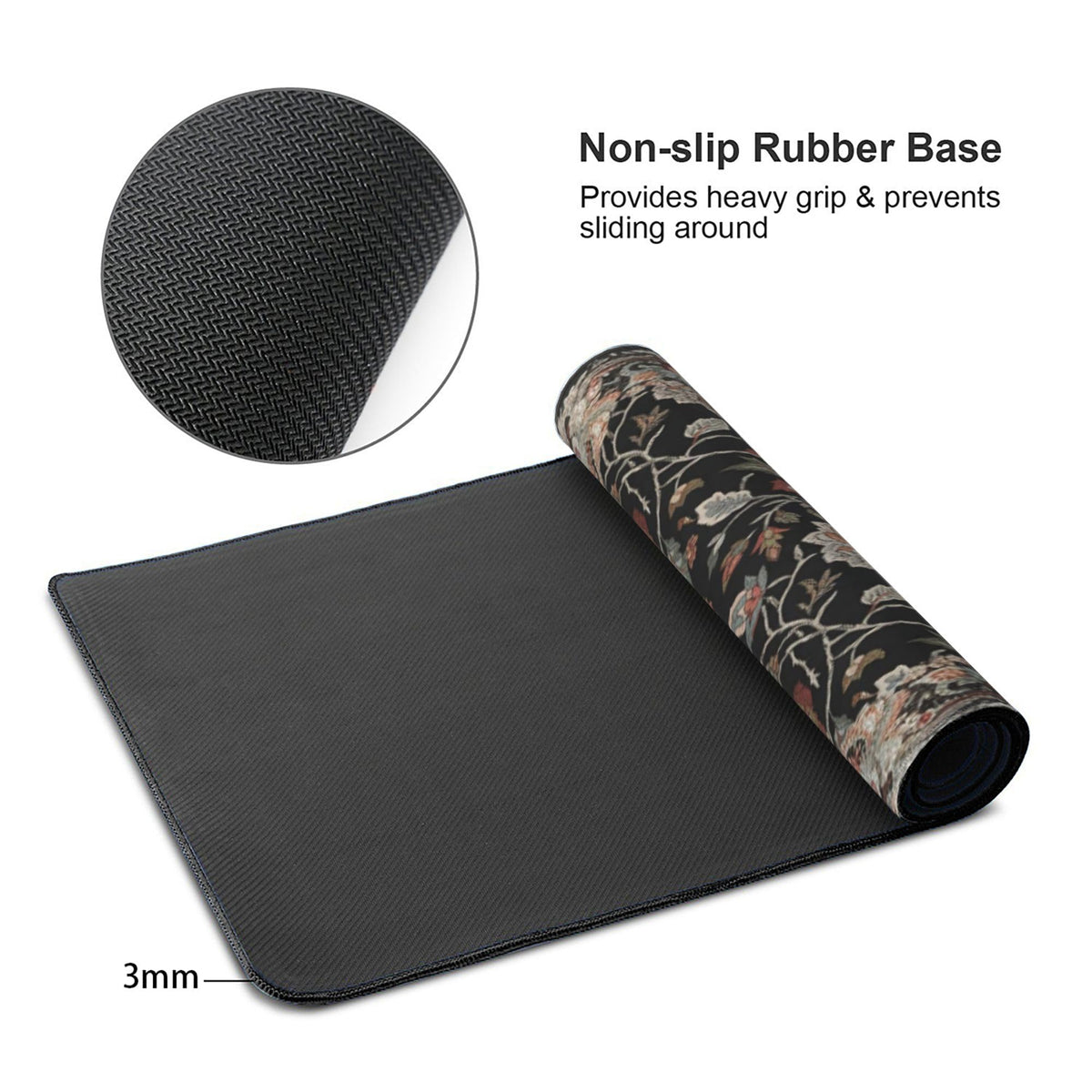 Floral XXL Large Desk Pad Mat - Anti-Slip Stitched Edges Mouse Pad for Women, Office & Home, Extra
