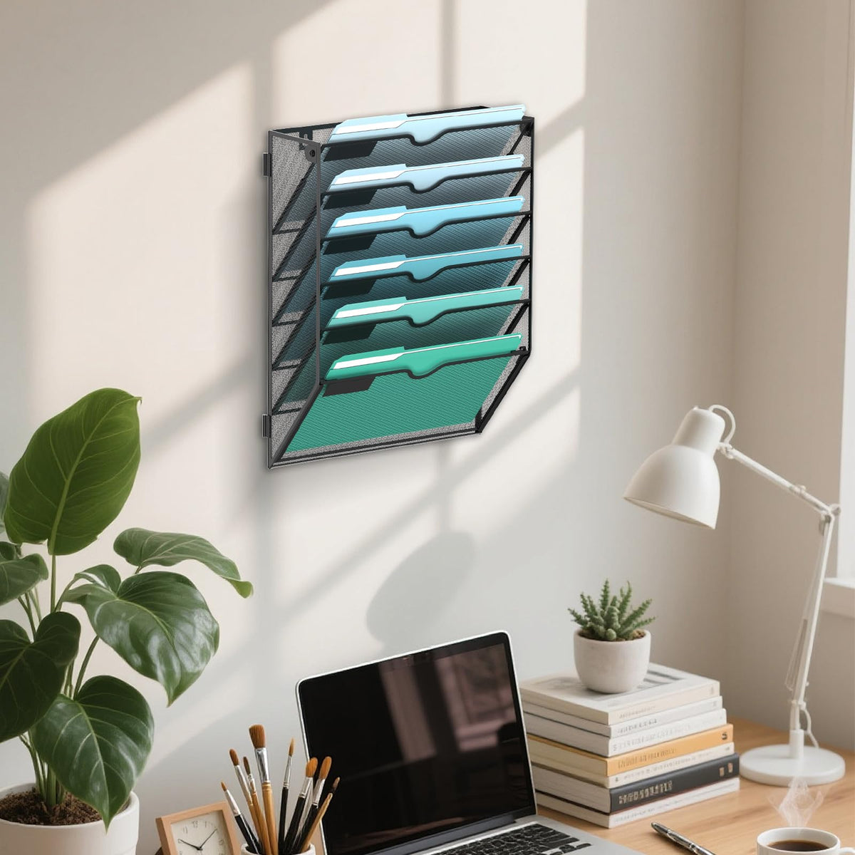 SUPEASY 6-Tier Wall File Organizer, Wall Mounted Mail Sorter, 2 Pack