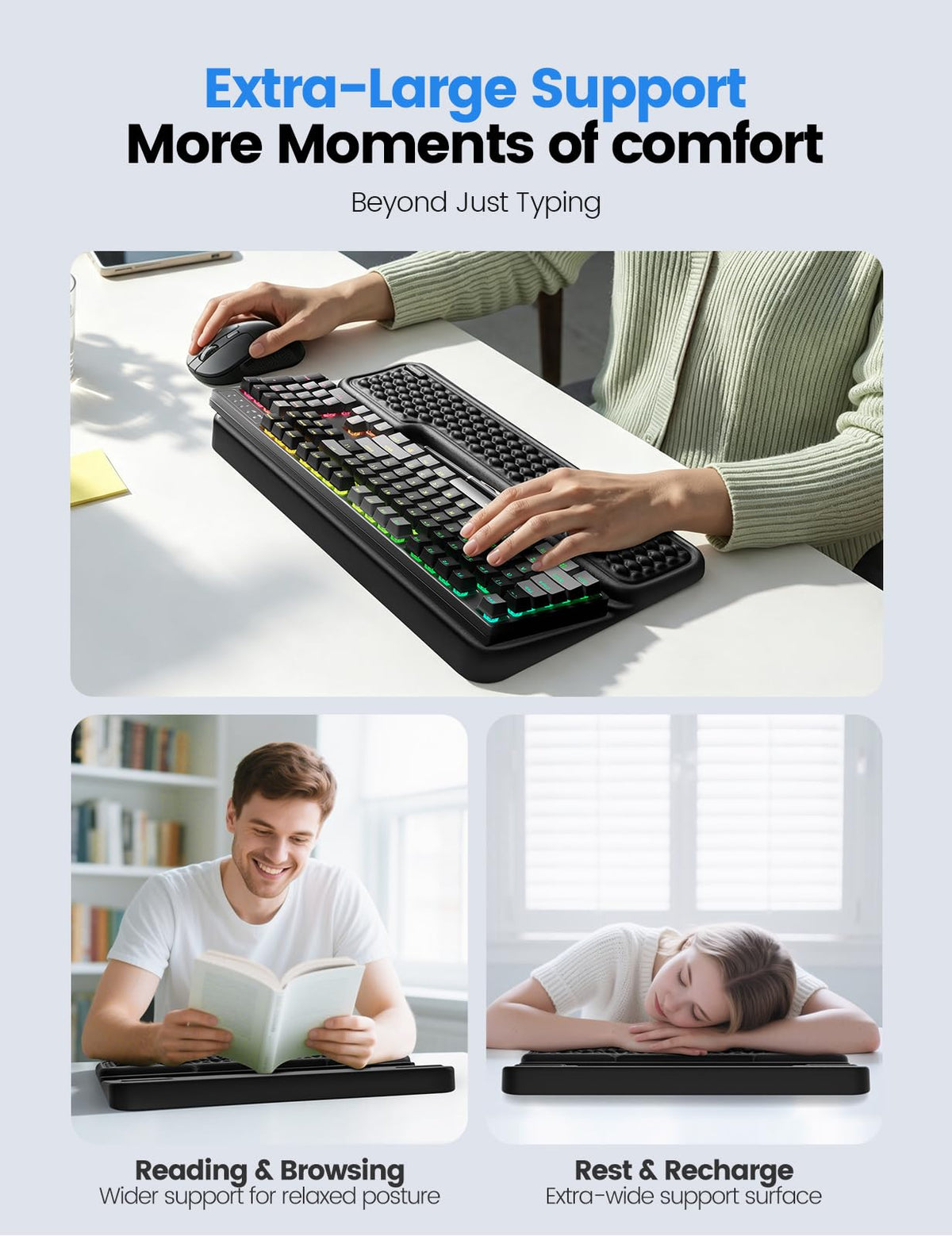 Vaydeer Extra Large Wrist Rest with Keyboard Stand, Ergonomic Keyboard Pad