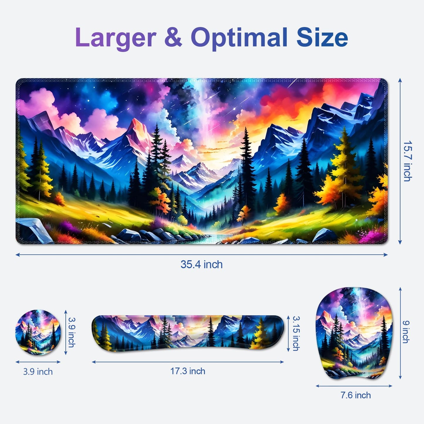 4 in 1 Large Mouse Pad, Keyboard Wrist Rest Set, Ergonomic Mouse Pad with Wrist Support, Desk Mat