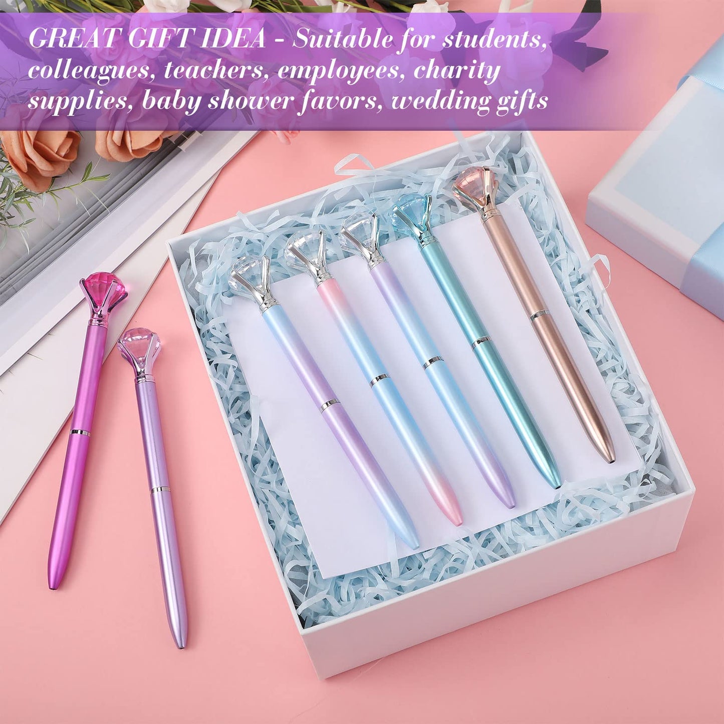 Sherr 100 Pack Crystal Diamond Pens Jewel pen Bulk, Fresh, Simple