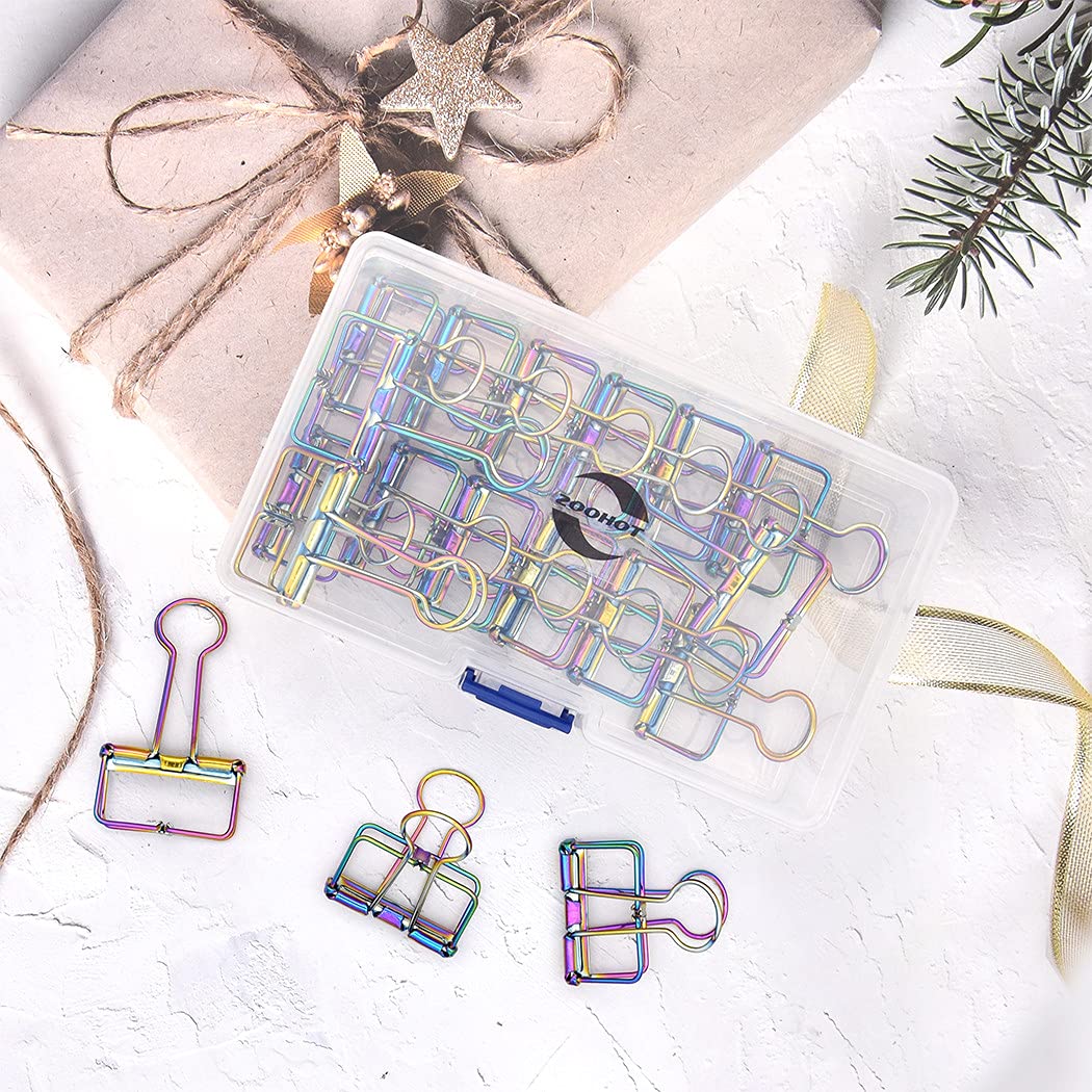 Binder Clips Paper Clamps 32mm Clips for Office School Supplies (Rainbow Colors)