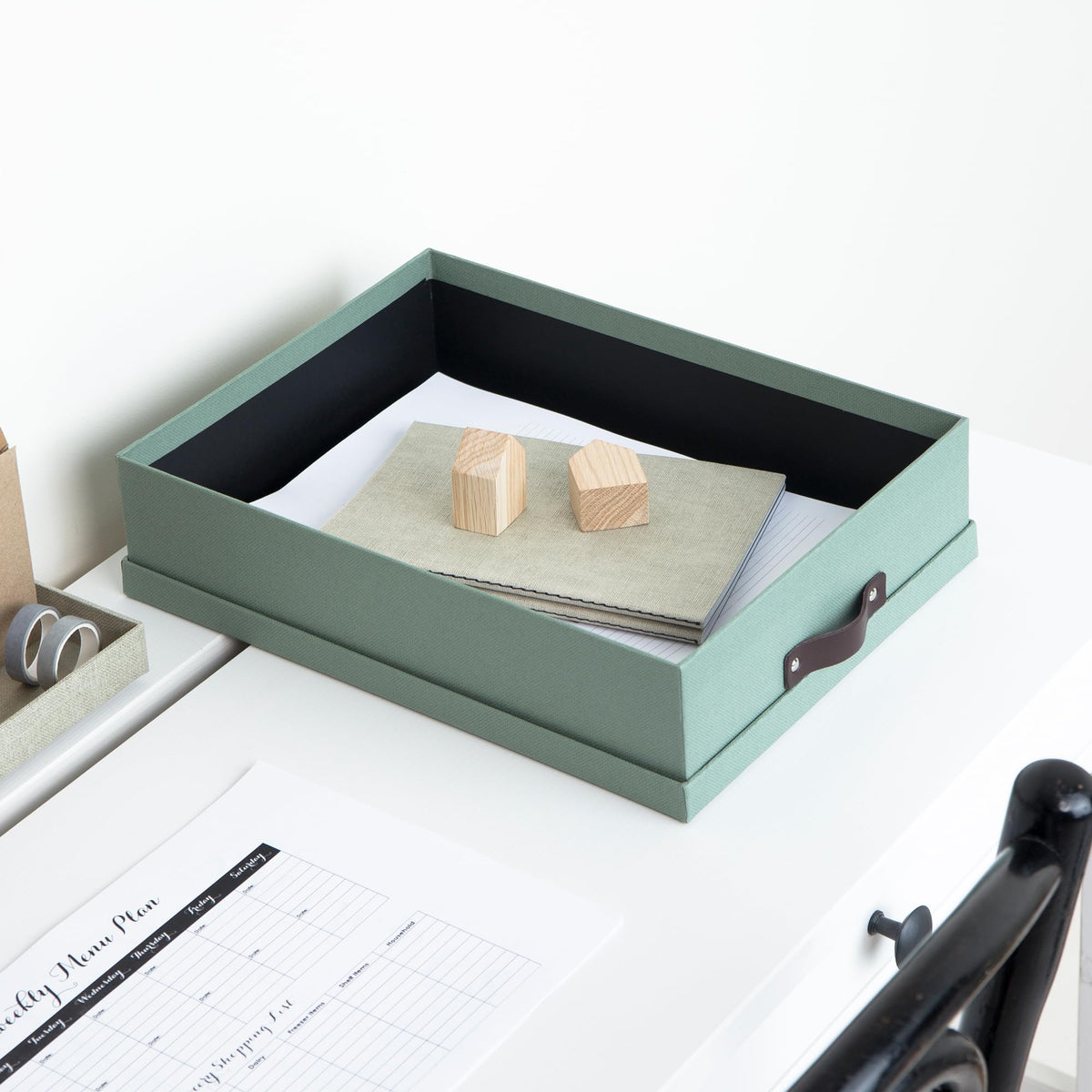 Bigso Oskar Canvas Fiberboard Document Letter Box for Important Paperwork A4 or Letter Size