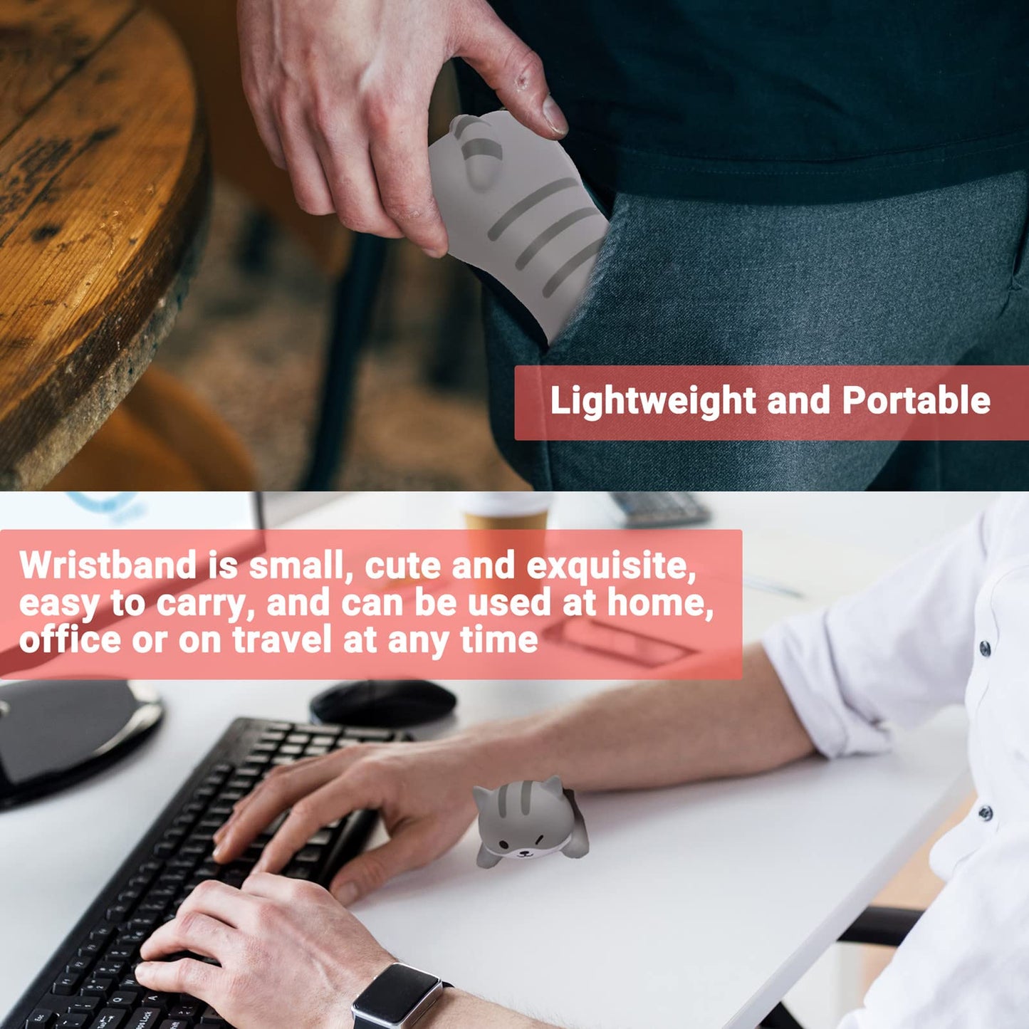 Small Wrist Rest Mouse Pad, Mini Cute Ergonomic Cartoon Mousepad Memory Foam Design Animal Shape