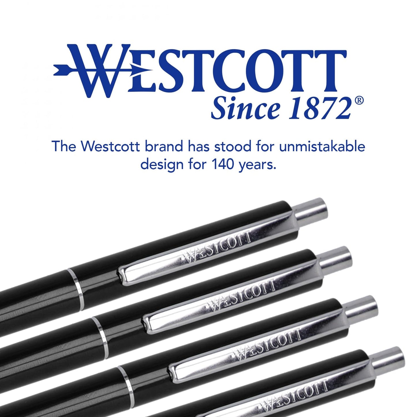 Westcott ballpoint pen ALLTIME black 50 pieces | Retractable biro pens with black ink | Line width
