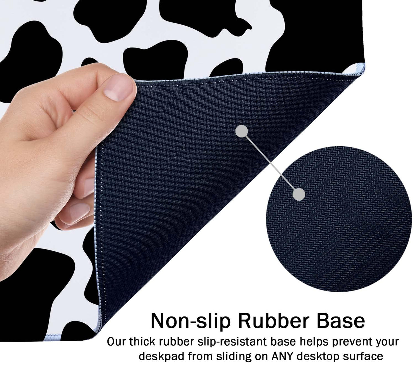 SSOIU White Black Cow Pattern Desk Pad, Personalized Desk Mat, Cow Print Desk Mat, Cute Desk Pad