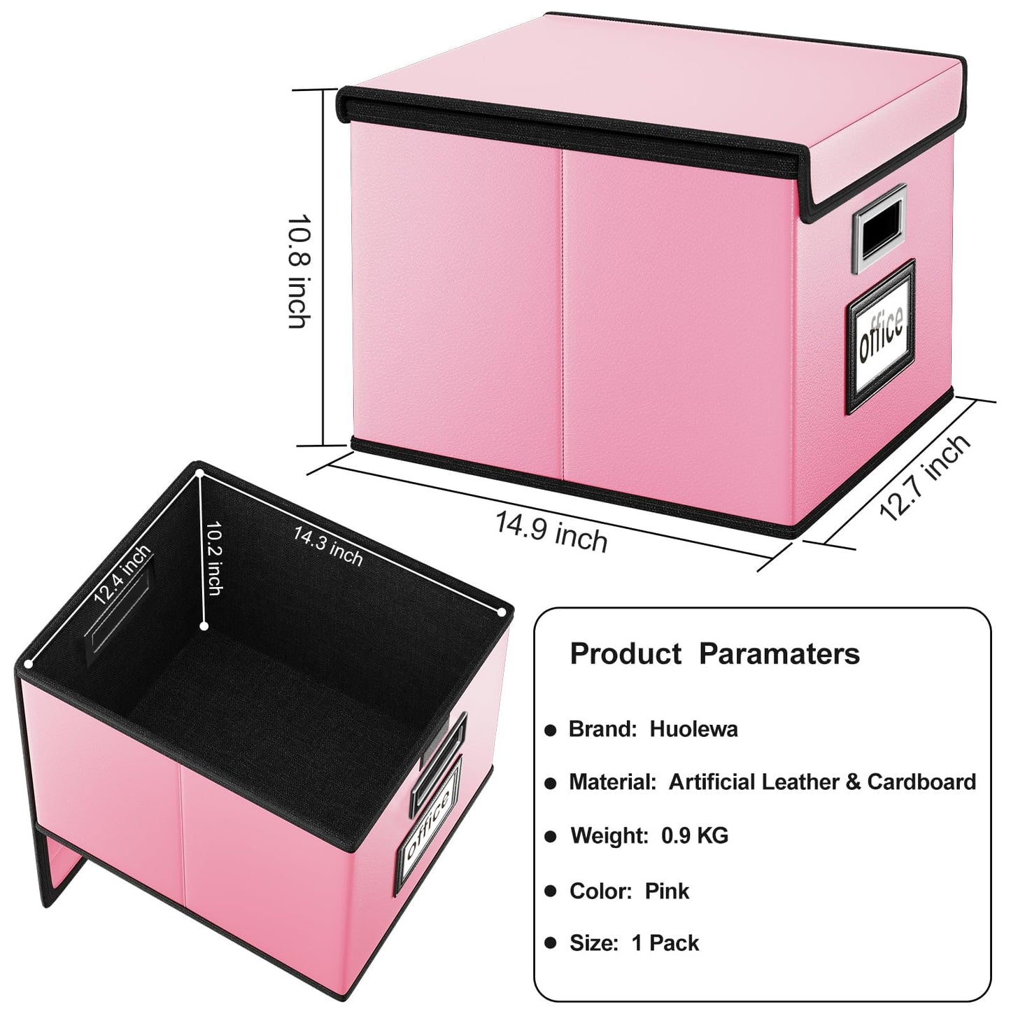 Huolewa File Organizer Box with Lids, Collapsible File Folder Organizer