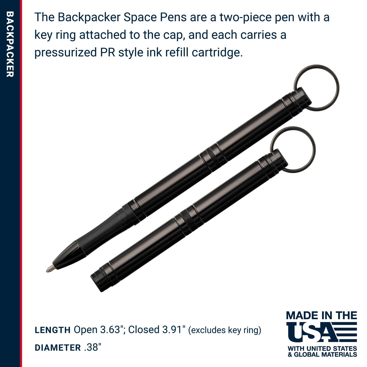 Fisher Space Pen Black Backpacker Pressurized Ballpoint Pen, Gift Box