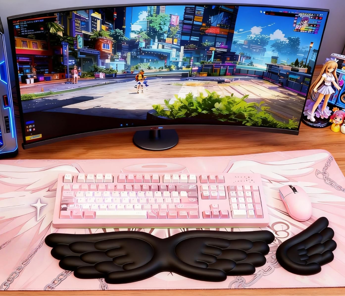 inbesk Angel Wing Wrist Rest Ergonomic Memory Foam Wrist Rest for Computer Keyboard Mouse Set, Cute