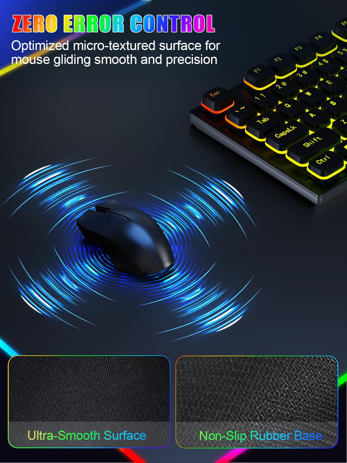 Mouse Pad with Foldable Phone Holder & Wireless Charger, XXL RGB Gaming Mousepad 31.5"x15.8" Large