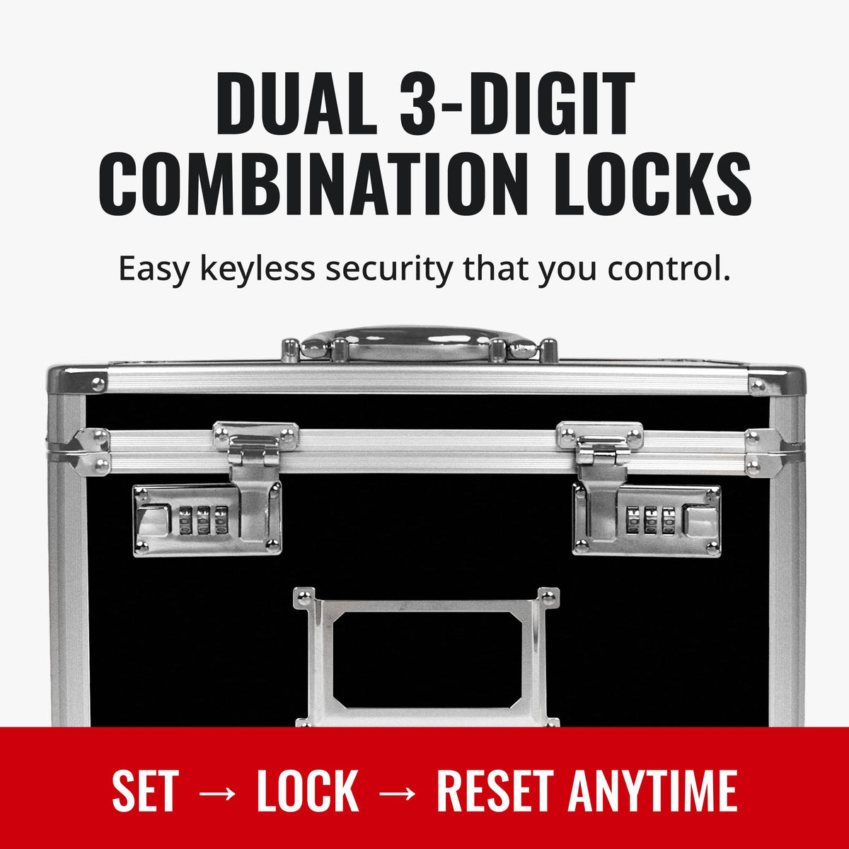 Vaultz Locking File Organizer Box with Combination Lock, Letter Size 14" x 7" x 12.19", Black