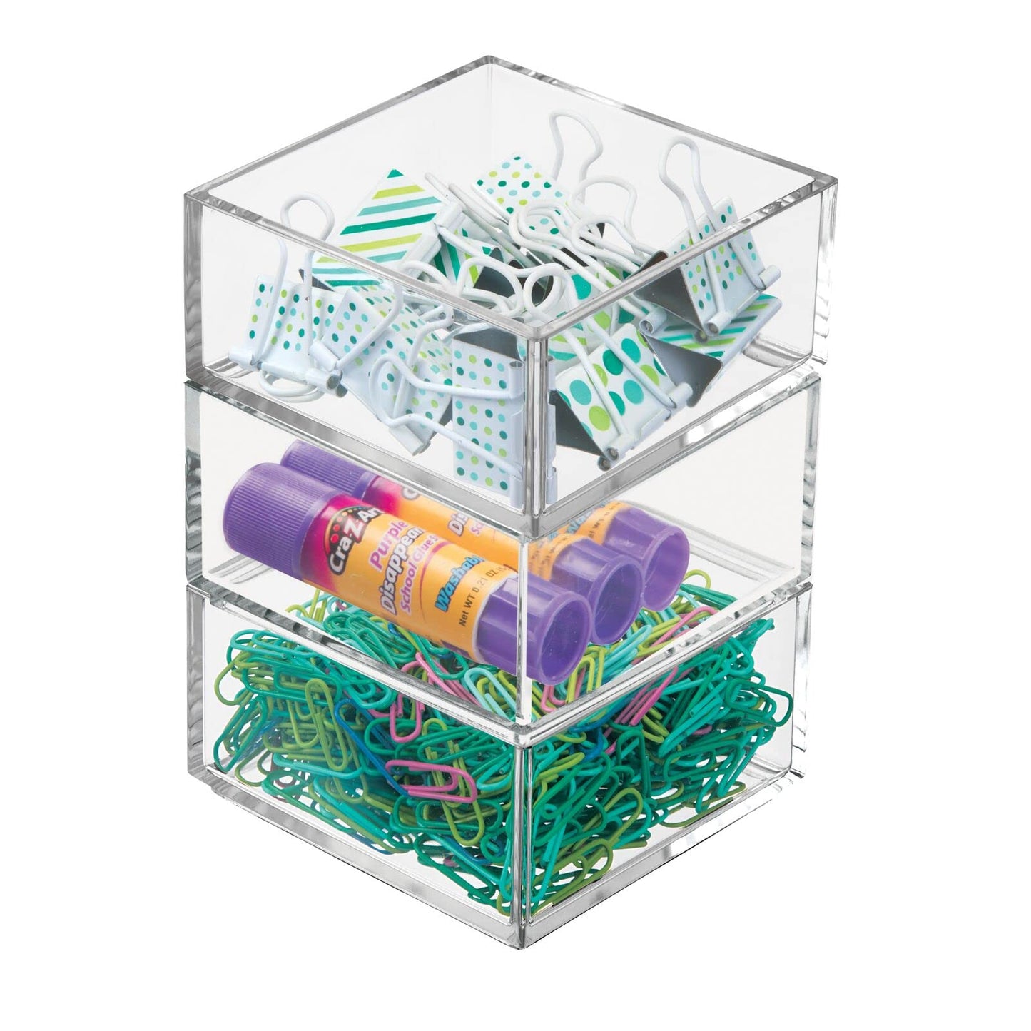 mDesign Plastic Square Desk Organizer - Create Section for Home Office Drawers, Desktop - Holds