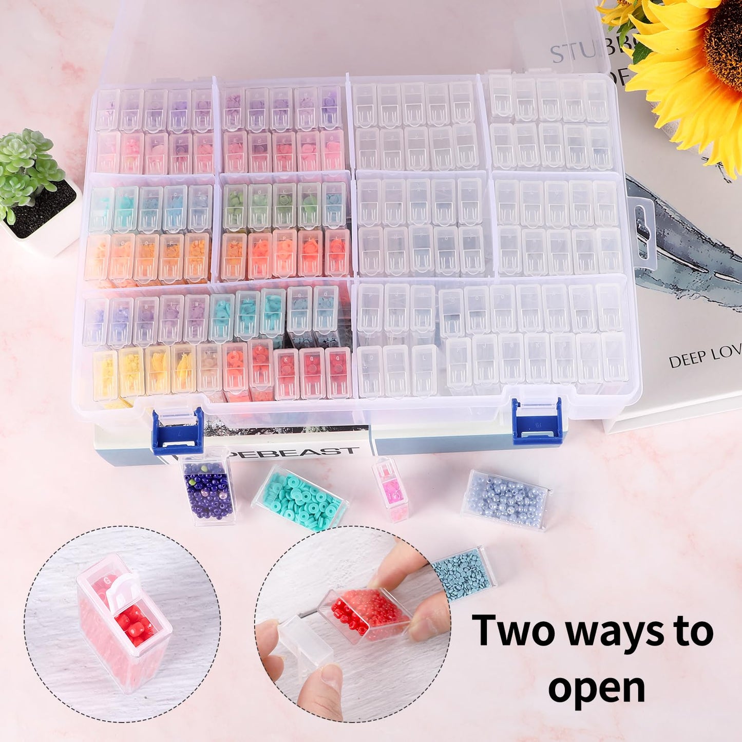SGHUO Diamond Painting Storage Container 120 Slots Bead Organizer Box Tools