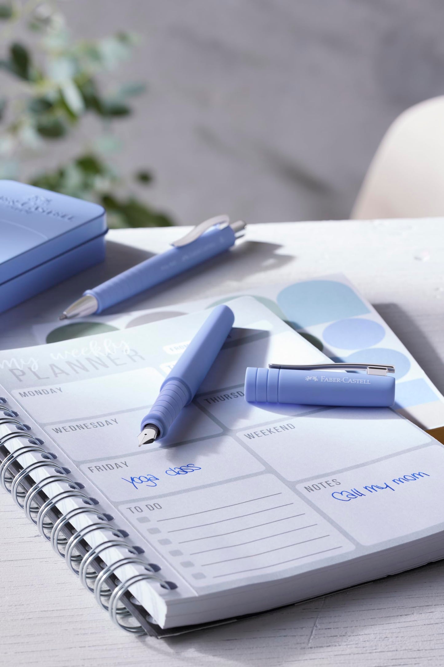 Faber-Castell Poly Pen Fountain and Ballpoint Pen Gift Set – Pale Iris: Fountain Pen Set with Broad