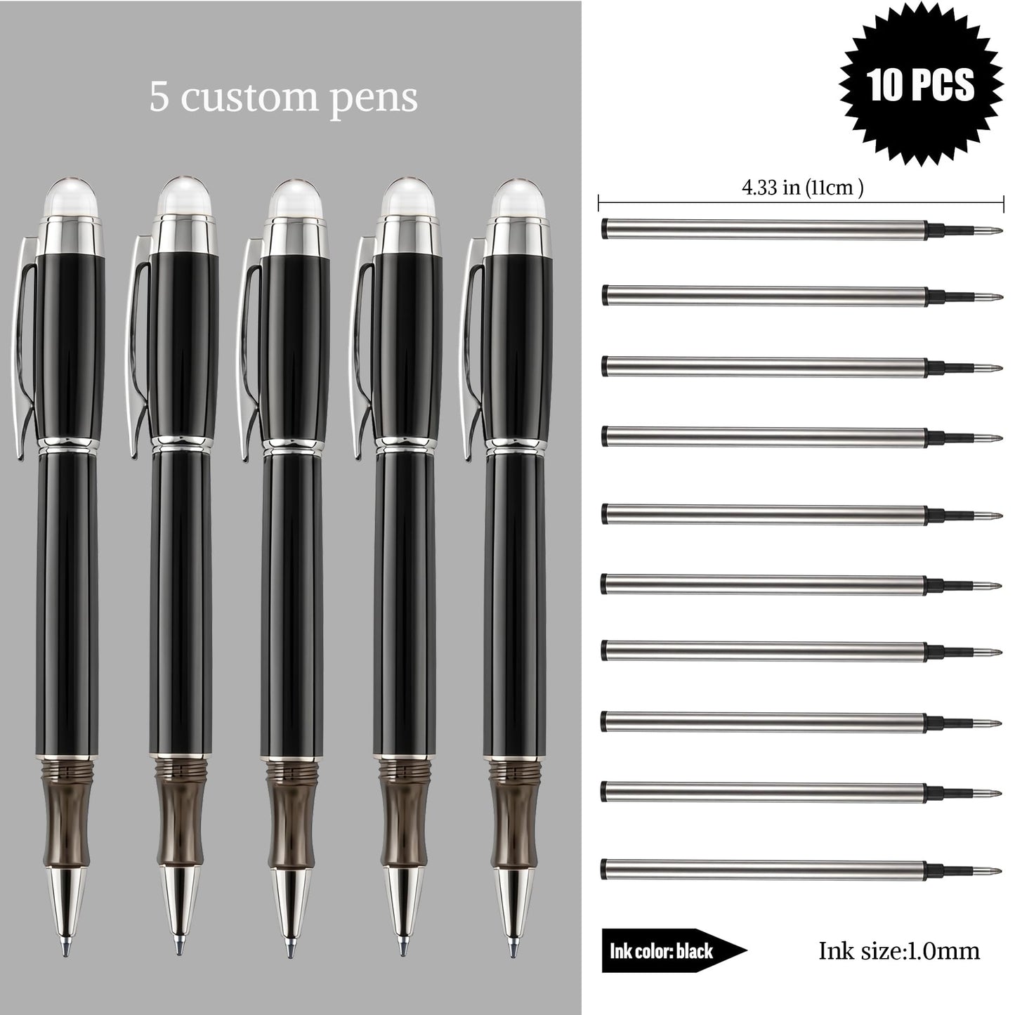 Ancolo Personalized Ballpoint Pens - Custom Your Name or Message 5pcs/set