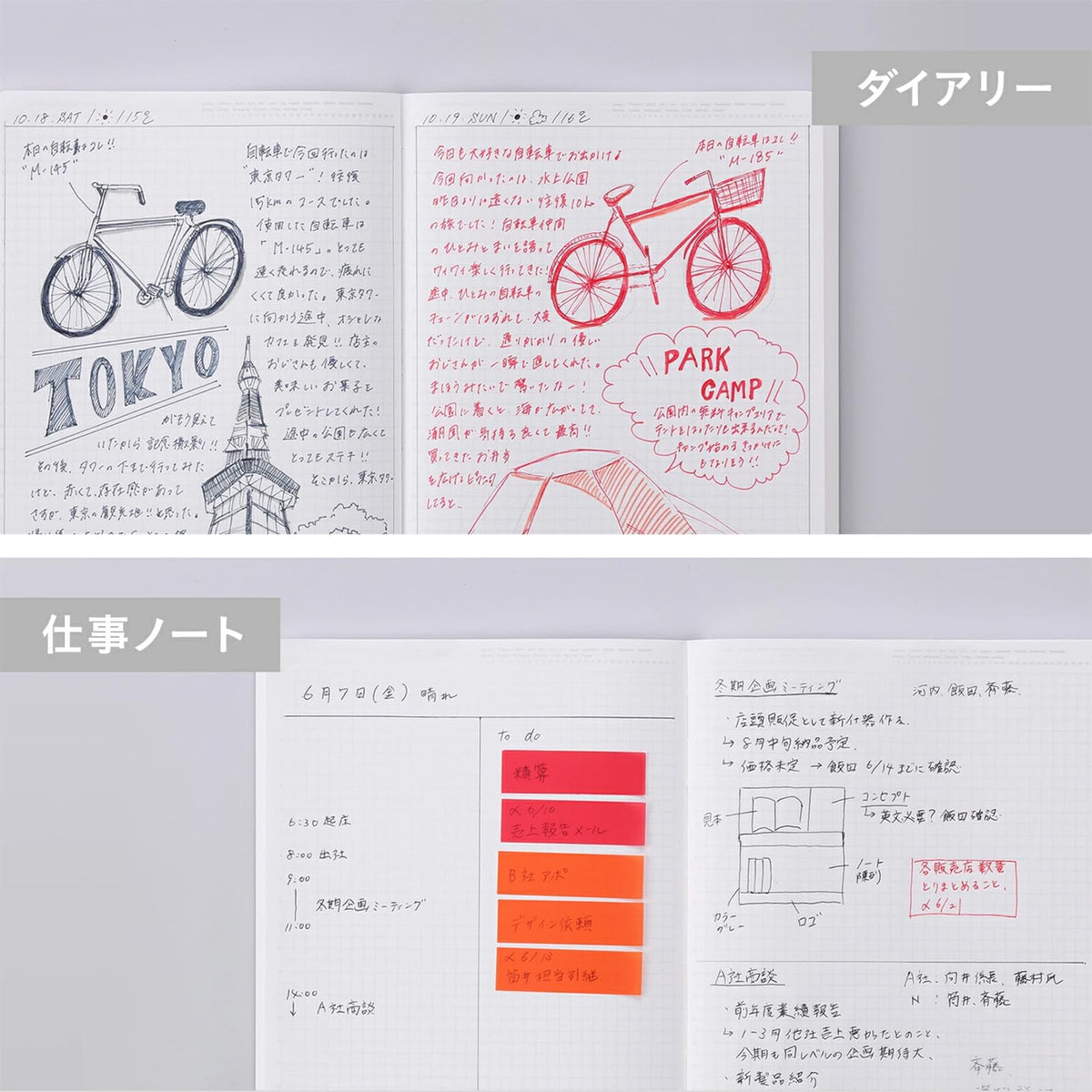 Nitoms S4105 STALOGY Notebook, A5, Squared, 365 Days Notebook, Red