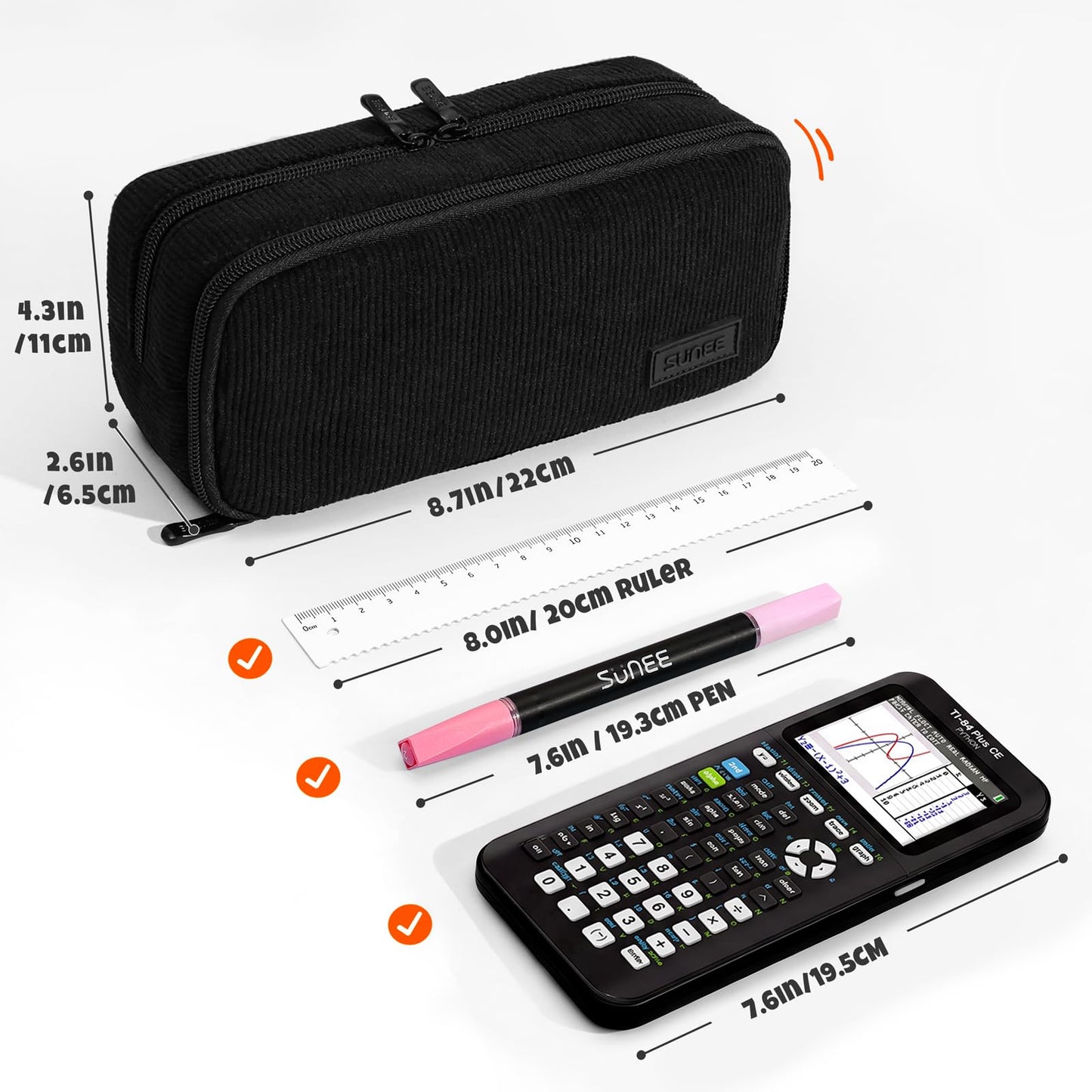 SUNEE Pencil Case, Large Capacity Pencil Pouch, Aesthetic Big Pen Bag, Soft Corduroy Pen Box for