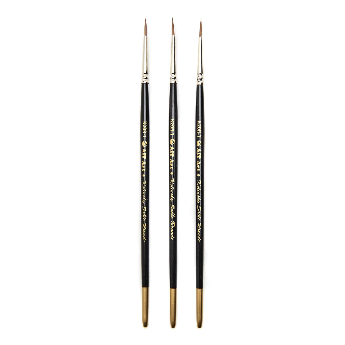 AIT Art Premium Round Detail Kolinsky Paint Brushes, Size 1, Pack of 3, Pure Russian Red Sable