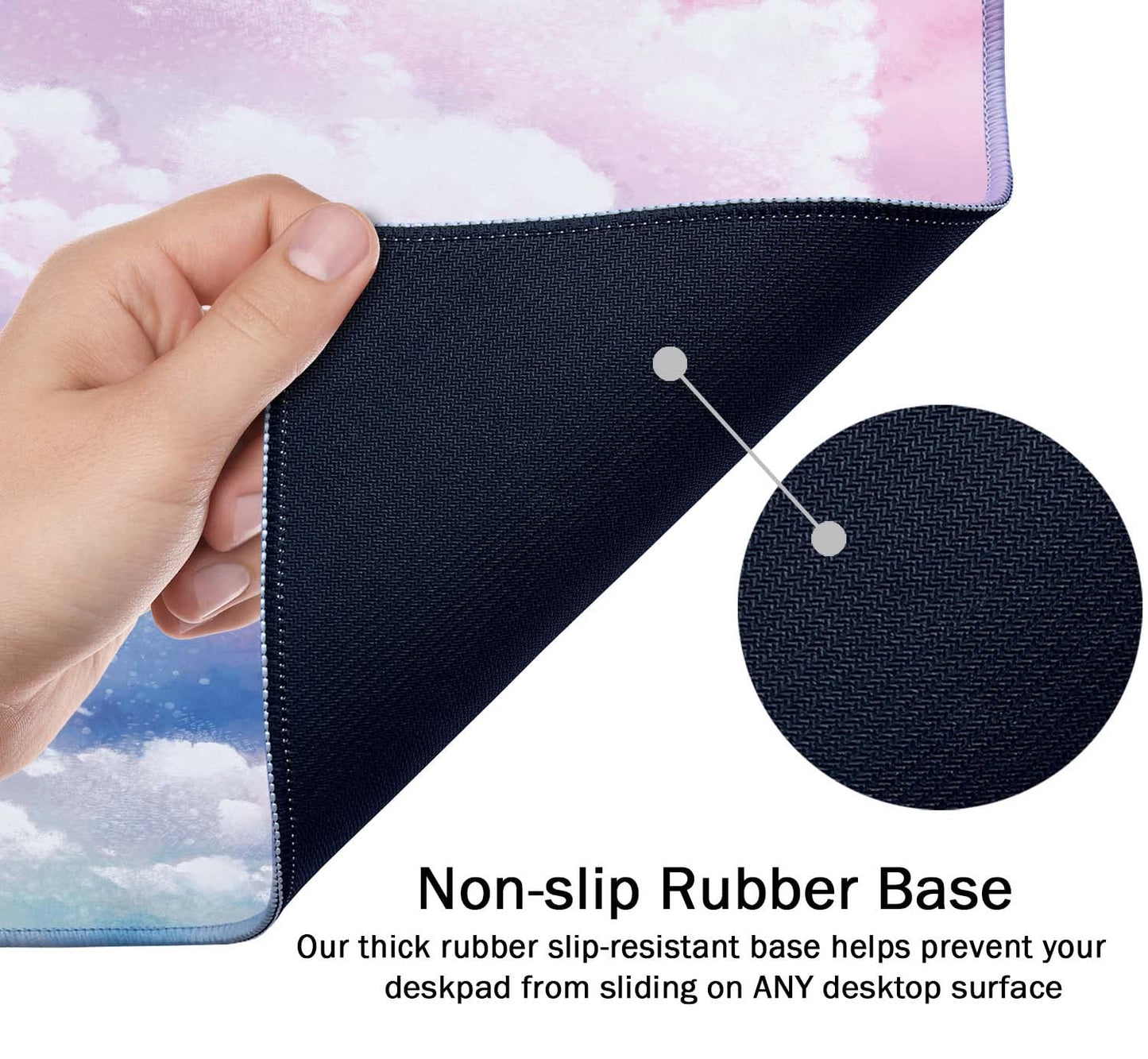 SSOIU Watercolor Pastel Sky Desk Mat, Cloud and Pink Sky Extended Mouse Pad, XXL Gaming Mouse Pad