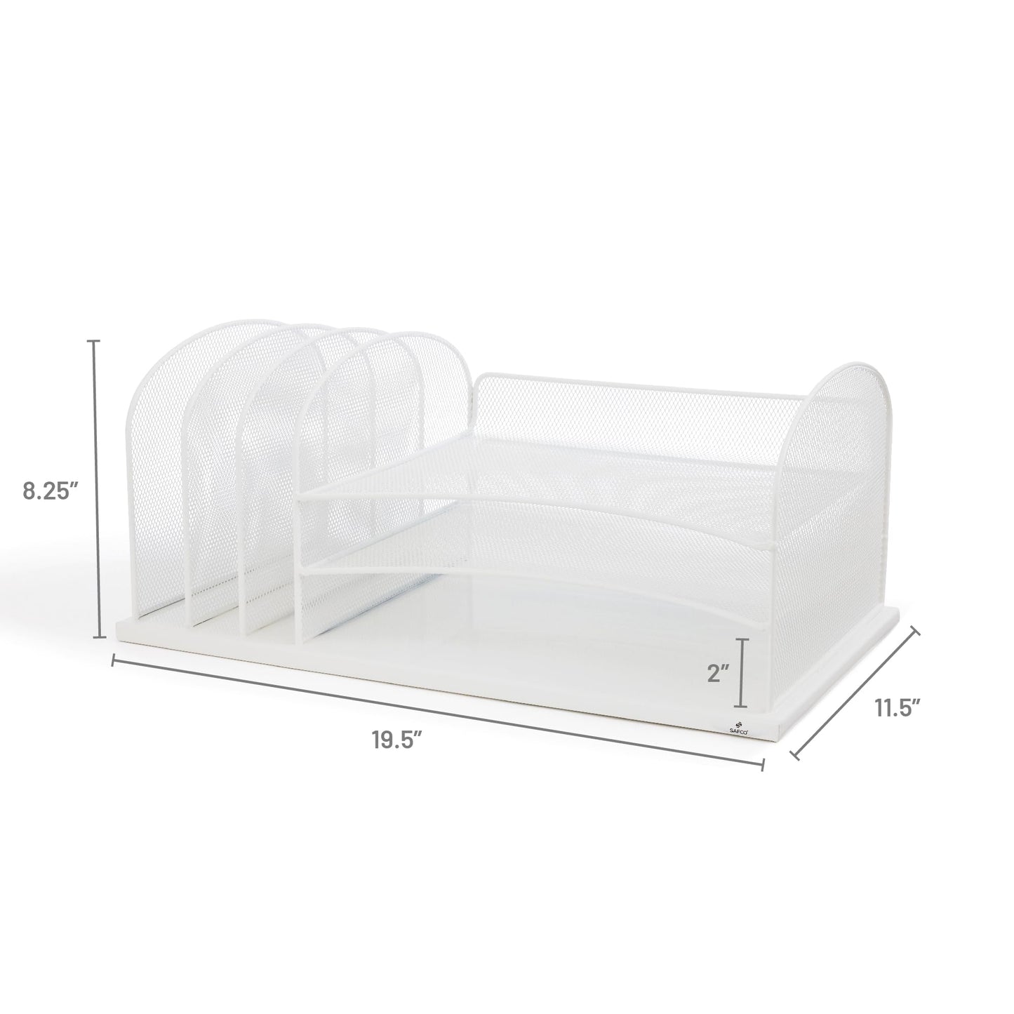 Safco Onyx Mesh 3 Sorter, 3 Tray Desktop Organizer 3254WH, White Powder Coat Finish, Durable Steel