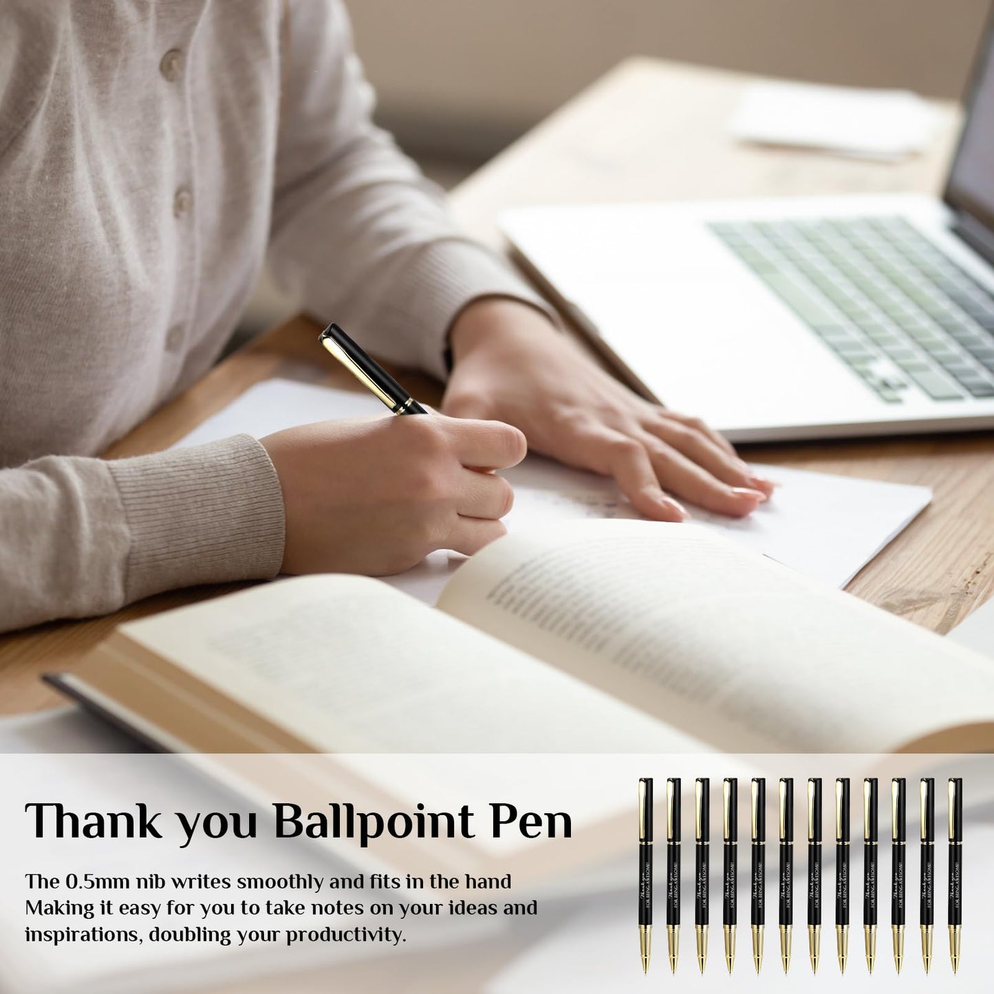 PerKoop 30 Sets Thank You Gift Inspirational Pen with Box, Black, Unique