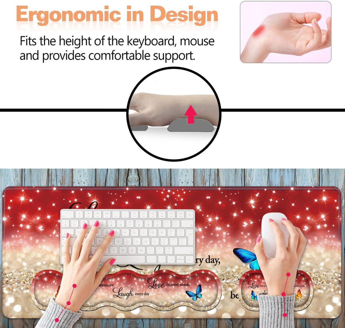 Ergonomic Keyboard Wrist Rest & Mouse Pad Wrist Rest Set,Large XXL Gaming Desk Mat 31.5"x