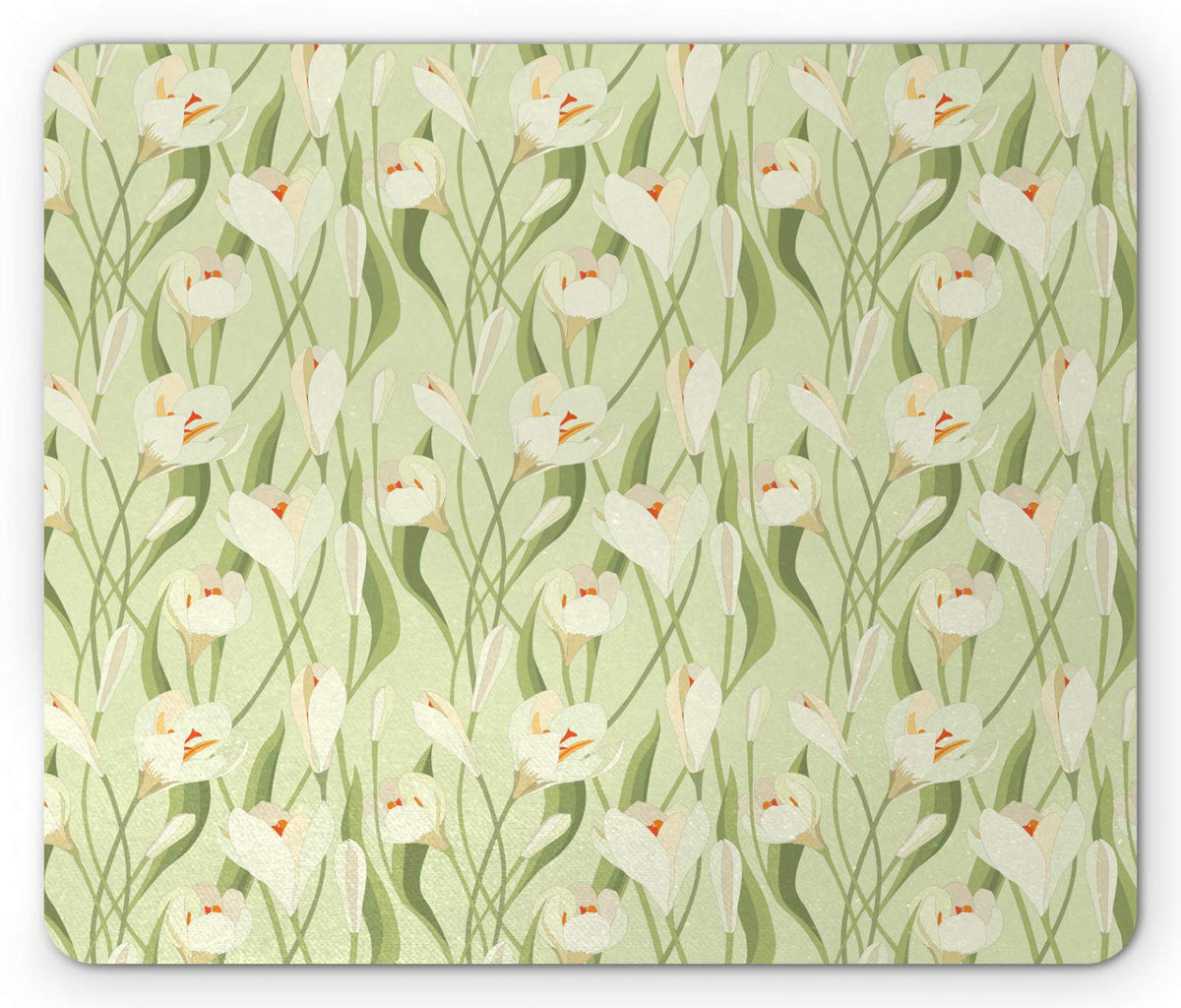 Ambesonne Garden Art Mouse Pad, Spring Flowers Bouquet Crocuses with Blossoming Petals Botanical