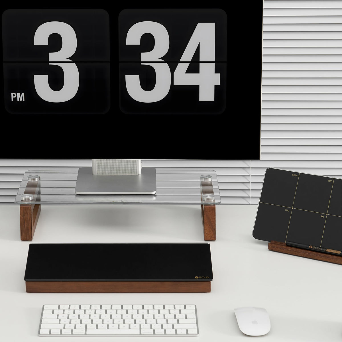 YEOUX Multi-Purpose Desktop Stand - 17.0" x 9.0" x 3.5" (Clear & Walnut)
